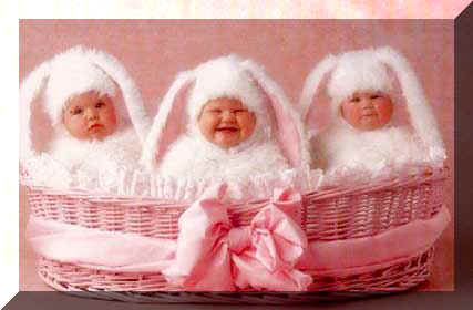 These three "bunnies" may not qualify for Playboy...yet, but they are here to wish you a Happy Easter.