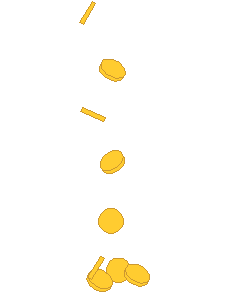 gold coins falling into a pile of coins
