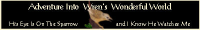 Welcome To Wren's Wonderful World of Inspiration.  We hope you will enjoy your time spent here, and will visit all 
      the branches of WrensWorld.com.  WrensWorld City Nest, WrensWorld Harbor Nest, The Kids Nest, Wren's Proud To Be American Branch, Wren's free n easy greeting cards, and the Chapel in WrensWorld all contain many inspirational poems, stories, seasonal and holiday poems, patriotic poems, Java applets, Christian content, jokes, and games.