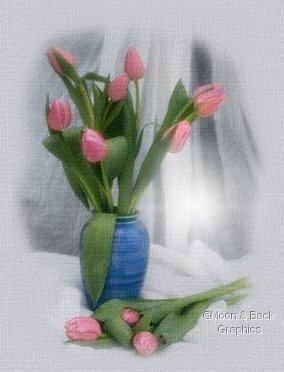Vase of beautiful tulips...graphics by moonand backgraphics.com