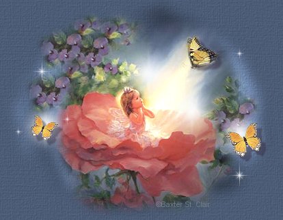 Lovely little angel in a flower graphic.